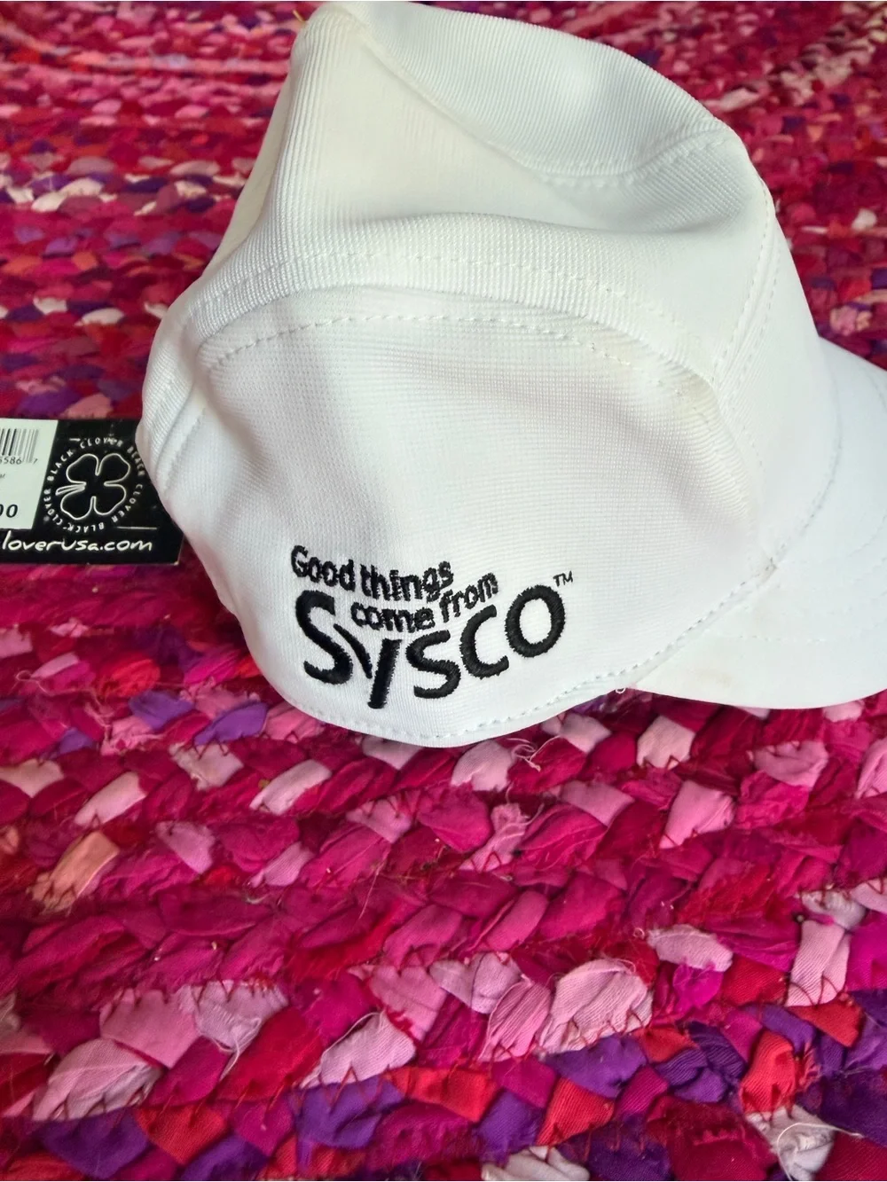 Black Clover Brand White Cap with Black Embroidered Logo